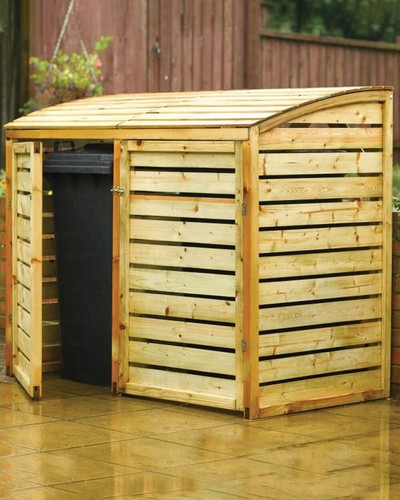 Wooden double wheelie bin - double,