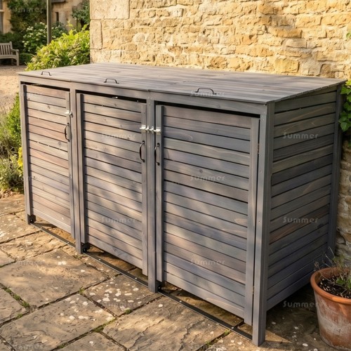 Triple wheelie bin store - triple, store,