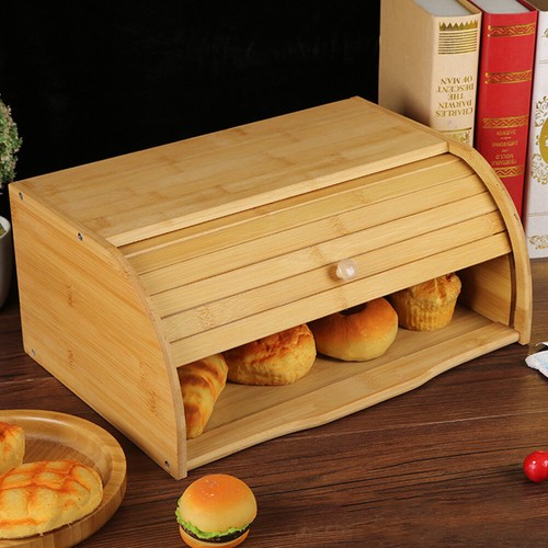 Bamboo bread box natural - bamboo,