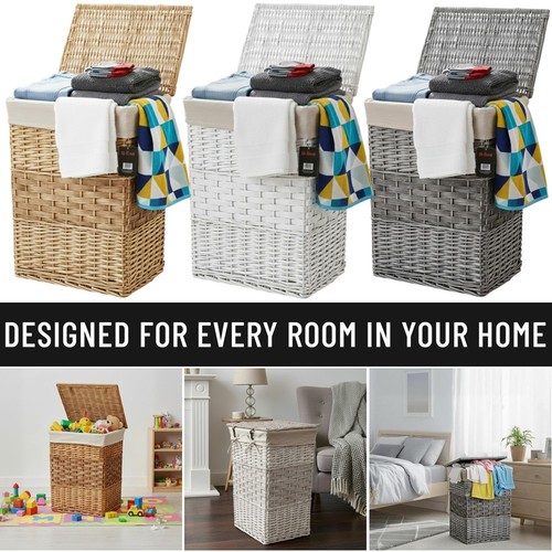 Wicker laundry basket with - wicker,