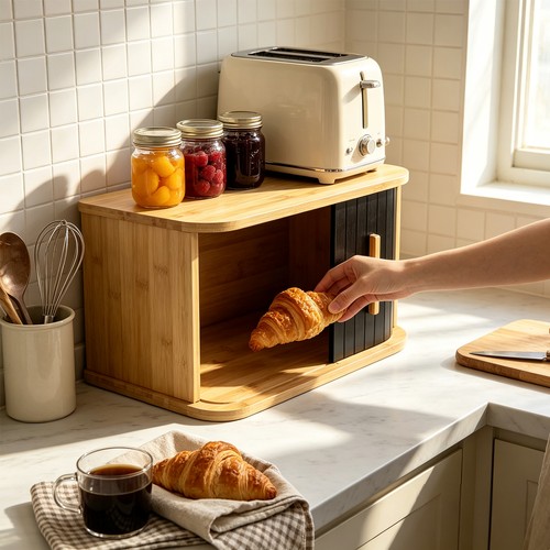 Bamboo bread storage - box, with