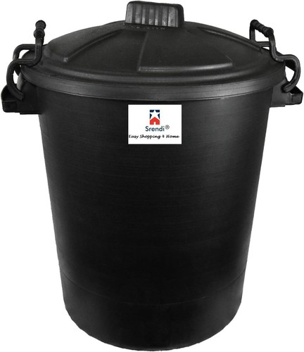 50l plastic black bin - 50l, lid