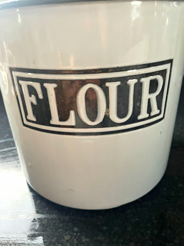 Vintage white enamel flour bin - vintage,