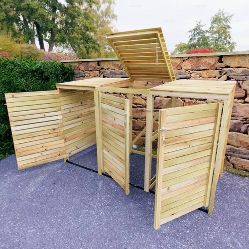 Triple wheelie bin store - triple,