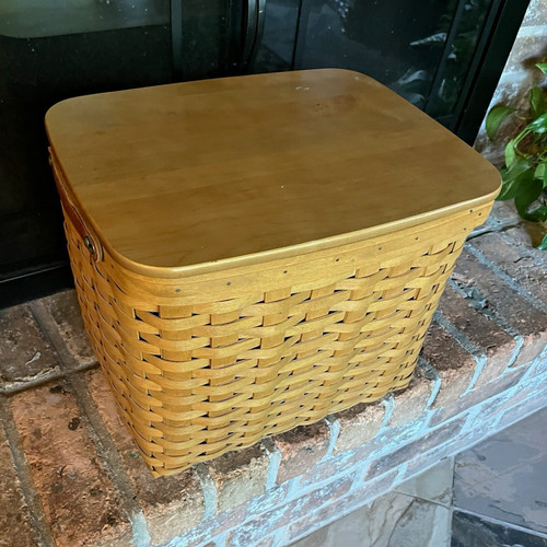 Woven wood storage basket - wood,